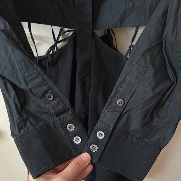 Alexander Wang Mini Shirt Dress Cut-out tied waist in Black - Picture 5 of 7
